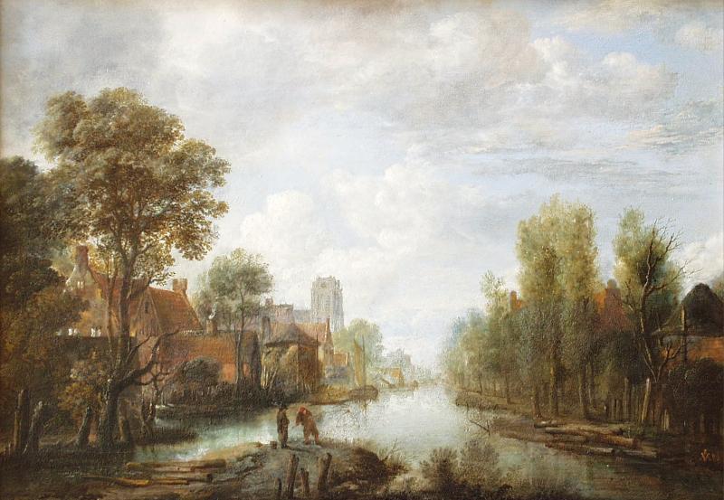 Aert van der Neer Landscape with waterway Sweden oil painting art